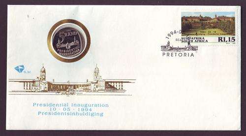 1994 Mandela Inauguration cover  6.3c with proof R5 as issued by POST OFFICE