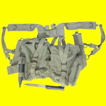 Bush War Period Webbing Kit with R1 Bayonet in Metal Scabbard.