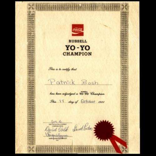 Coca-Cola Sponsored Russell Yo-Yo Champion Certificate - 17th October 1981.