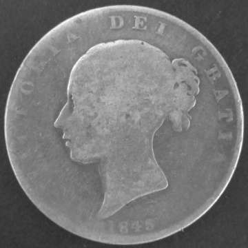 1845 Victorian Half Crown (Silver).
