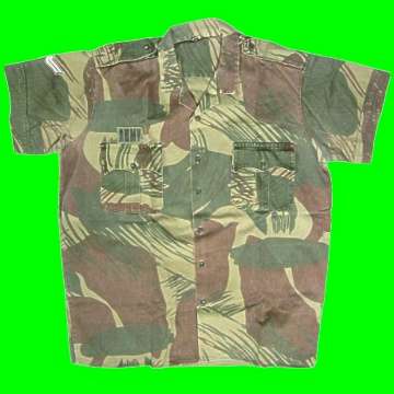 Rhodesian Camo Shirt with "ARMY" and Corporal Rank Insignias - Paramount - Extra Large.