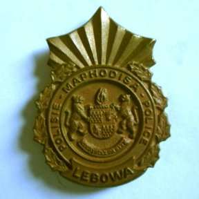 Lebowa Police - Brass - Officers Cap Badge - Both Screws Intact.
