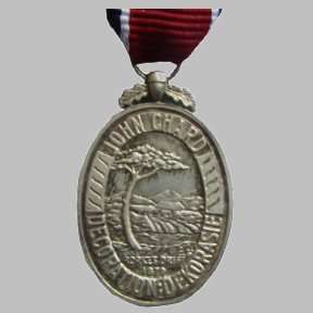 John Chard Decoration With Short Ribbon - Silver - E.R Type - Miniature.