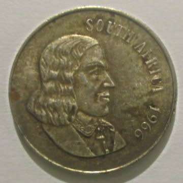 South Africa One Rand Coin - Silver - 1966 In A Very Used Condition.