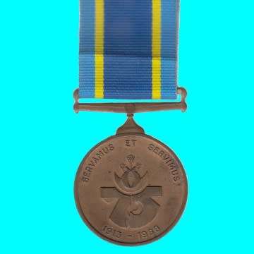 S.A. Police 75 Year Miniature Medal with Ribbon 1913 - 1988.