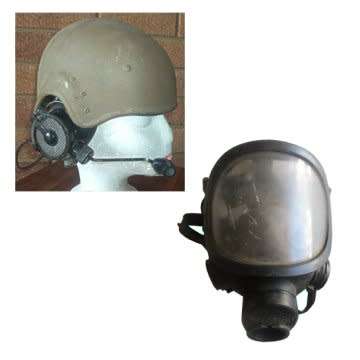 S.A.D.F. Armored Car (Noddy Car) Helmet complete with Full Face Gas Mask.