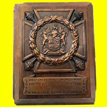 World War Two - Died on Service Plaque - P4878V A/CPL. J.E.D. CHEESMAN S.A.A.F.