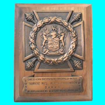 Died On Service Plaque - World War 1939 to 1945 - 308132 N/S.  M.McC. Parkinson - S.A.M.N.S.