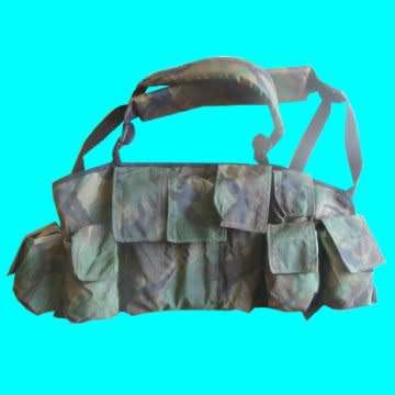 32 Battalion Camo Chest Webbung - All Velcro Patches, Buckles and Straps In a Working Condition.