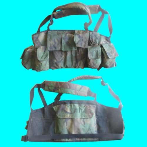 32 Battalion Camo Chest Webbung - All Velcro Patches, Buckles and Straps In a Working Condition.