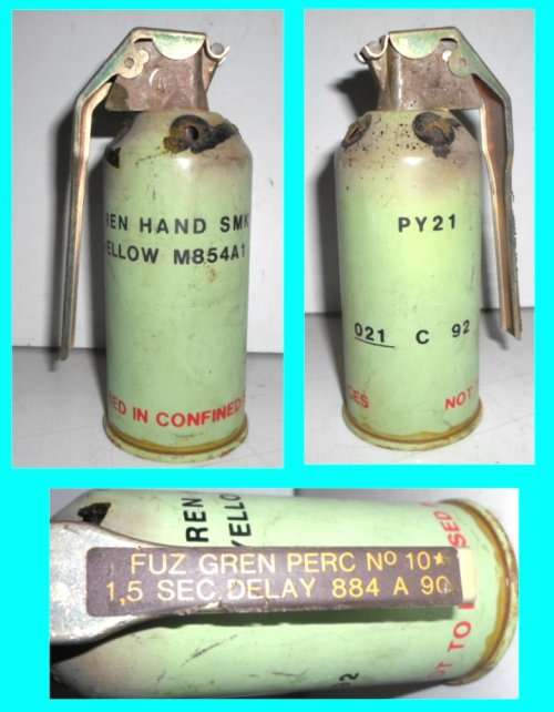 Used (Deactivated) Gren Hand Smoke Grenade (Green).