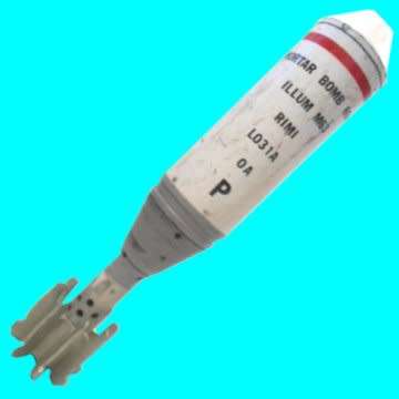 S.A.D.F. Illuminating 60mm. Mortar Bomb Shell Casing - M63 - Complete Item - Deactivated.