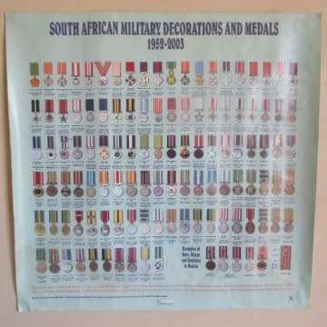 S.A.D.F Official Medal Wall Chart Including Homeland Medal And Ribbon Colour.