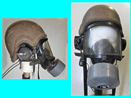S.A.D.F. Armored Car (Noddy Car) Helmet complete with With Full Face Gas Mask and Grey Filter.