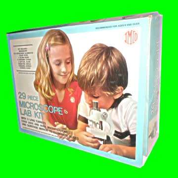 Vintage 29 Piece Microscope Lab Kit - Toy for children - In its original box. - 1980.