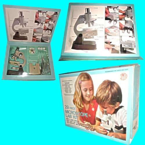 Vintage 29 Piece Microscope Lab Kit - Toy for children - In its original box. - 1980.