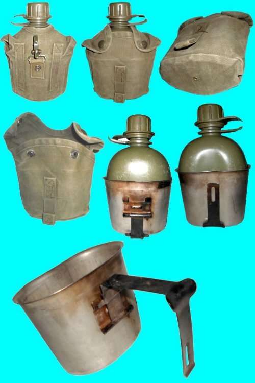 Border War Period Water Bottle with Fire Bucket, Cap and Pouch.