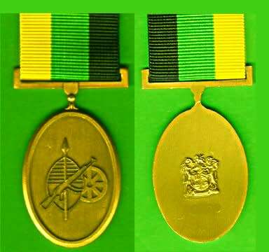 S.A.N.D.F. - M.K. Long Service Gold Gilted Medal  - 30 year - Full Size with Ribbon - Numbered 2174.