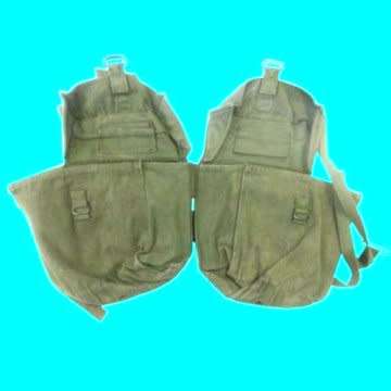 Green British Army Pattern 58 Webbing Kidney Pouches for rations and supplies.