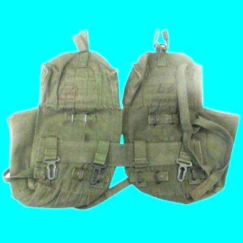 Green British Army Pattern 58 Webbing Kidney Pouches for rations and supplies.
