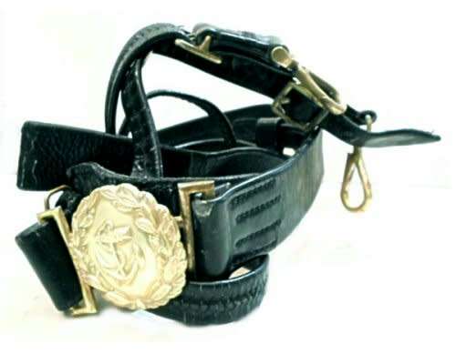 S.A. Navy Officers Ceremonial Sword Belt - This is a shiny  black leather belt.