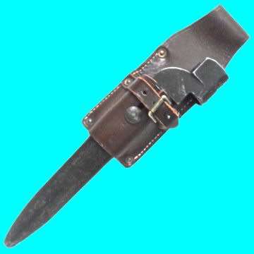Pattern 9 .303 Bayonet with Metal Scabbared and Leather Frock - Made by Poole in 1949.