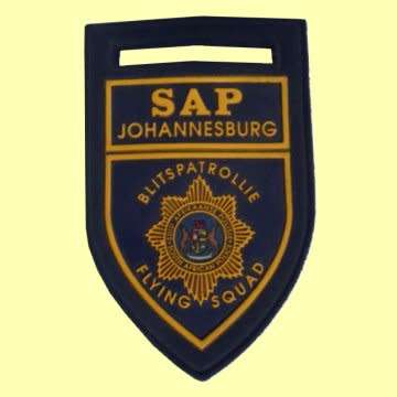 Old S.A.P Johannesburg Flying Squad/Blits Patrollie Rubberised Shoulder Flash - Original