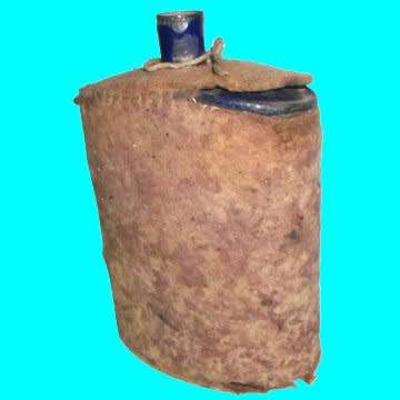 First World War Blue Enammeled Water Bottel with Cork and Blanket Material type Cover.