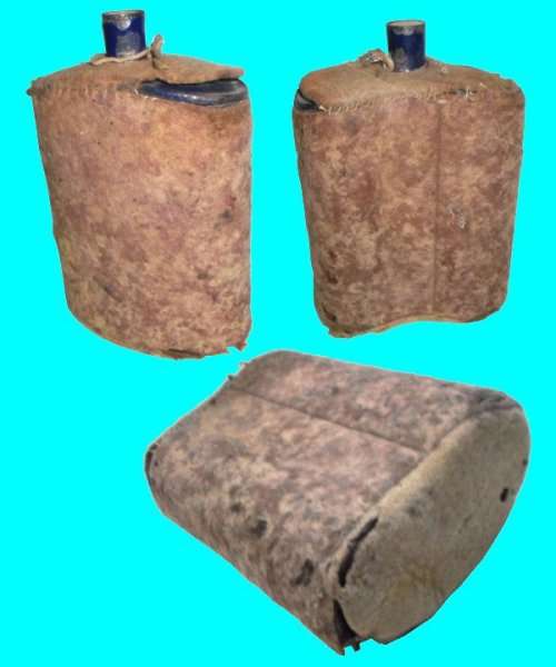 First World War Blue Enammeled Water Bottel with Cork and Blanket Material type Cover.