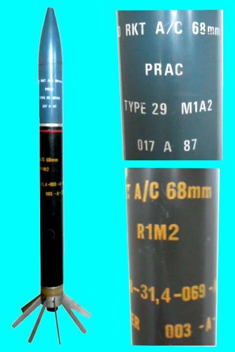 S.A.A.F. SNEB 68 mm. Practice Rocket Type 252-3 for use in launcher Type 155.