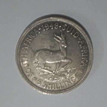 1948 South Africa 5 Shilling - Silver