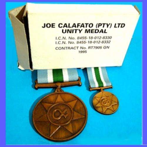 South African Unitas Medal with Miniature in box.