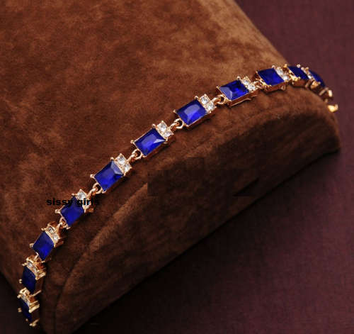 Spectacular Blue & White  Gemstones Set in 18ct Yellow Rolled Gold Tennis Bracelet