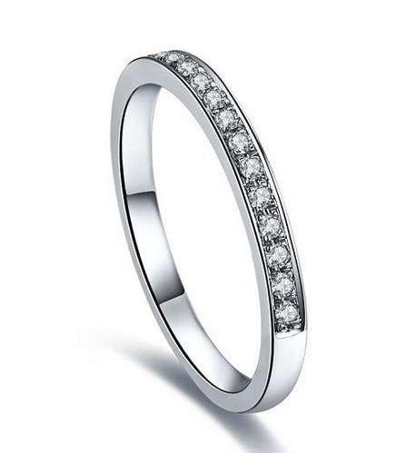 925 Sterling Silver Filled Pave Crystal Wedding Band (Size 8)