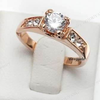 Elegant 18ct Yellow Rolled Gold  Imported Simulated Diamond Ring (Size 8 & 9)