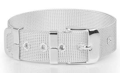 10mm Stain and Steel Imported Mesh Bracelet with 925 Sterling Silver Finish