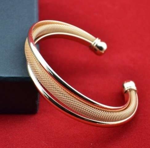 18ct Yellow Rolled Gold Twisted Mesh Imported Cuff Bangle