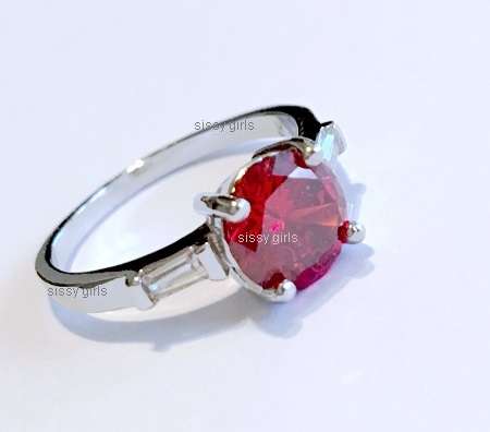 Petite Man Made Red Ruby  Ring (with 925 Marking) Imported  Filled (Size 8)