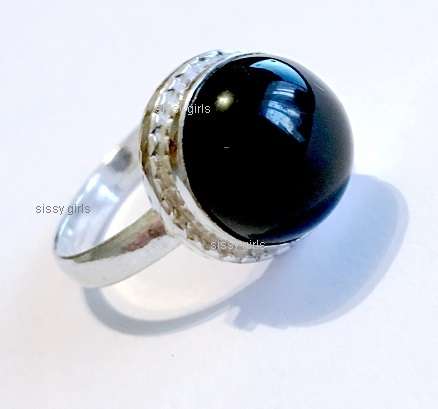 Cr. Black Onyx Set in 925 Sterling Silver (Size 9) Imported Filled Ring
