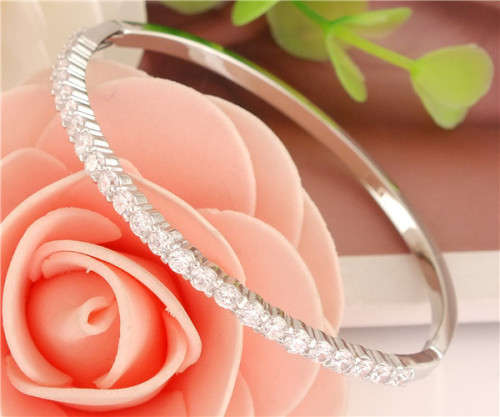 925 Sterling Silver Diamante Imported Filled Bangle