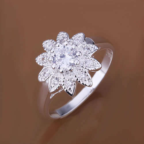 Exquisite Hm. Diamond Flower  in 925 Sterling Silver Imported Filled Ring