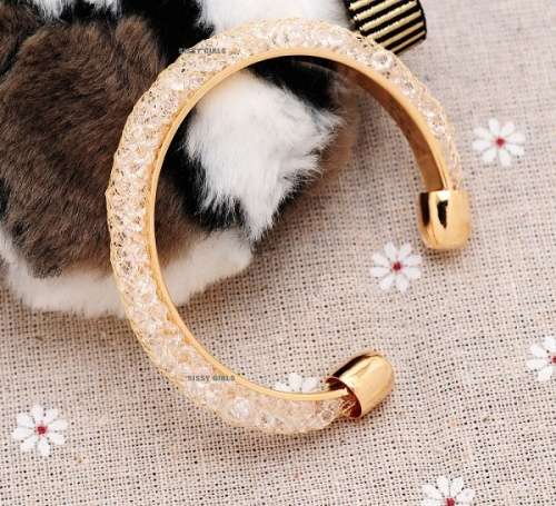 18ct Yellow Rolled Gold Austrian Crystal Beads Adjustable Bracelet