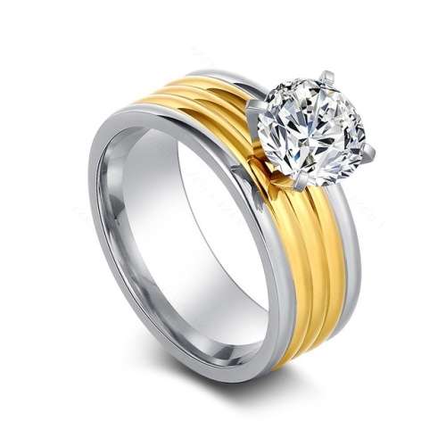 Stainless  Steel Engagement Imported Diamante Ring (Size 7 or 8)