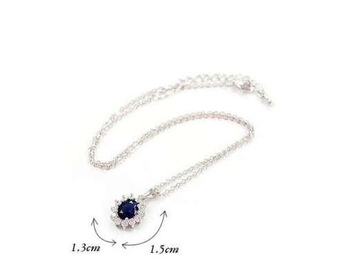 Hm. Blue Sapphire Vintage Diamante Earrings/Neck Chain Set in 18ct Platinum Rolled Gold