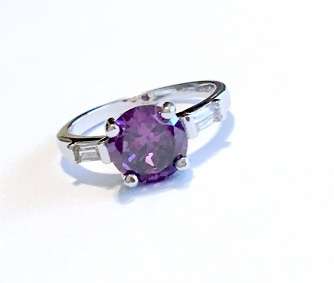 Cr. Amethyst In 925 Sterling Silver Ring Imported Filled Jewelry