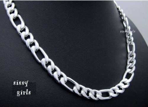 Posh Genuine Imported 925 Sterling Silver Figaro Neck Chain Filled jewelry