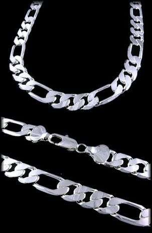 Posh Genuine Imported 925 Sterling Silver Figaro Neck Chain Filled jewelry