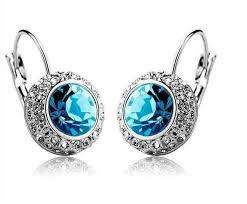 ** Fashion Design ** Lady's Wedding Blue18ct Platinum Gold Filled Austrian Crystal Earrings