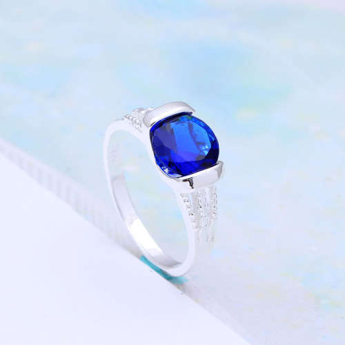 Attractive Cr. Blue Sapphire Set in 925 Sterling Silver Ring Imported filled jewelry