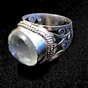 Glamorous Checkerboard  Sim Diamond Set in 925 Sterling Silver Ring Imported Filled Jewelry